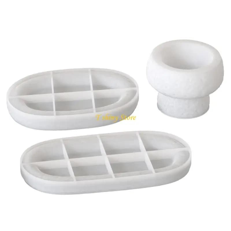 Stampo per vassoio in silicone N58F Stampo per a forma ovale Stampo in resina epossidica per decorazione domestica