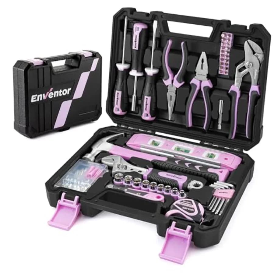 Set di Attrezzi per Donne, 146 Pezzi, Kit di Utensili Manuali per Uso Domestico con Cassetta Portautensili, Piccolo Set di Attrezzi Base per la Manutenzione Domestica