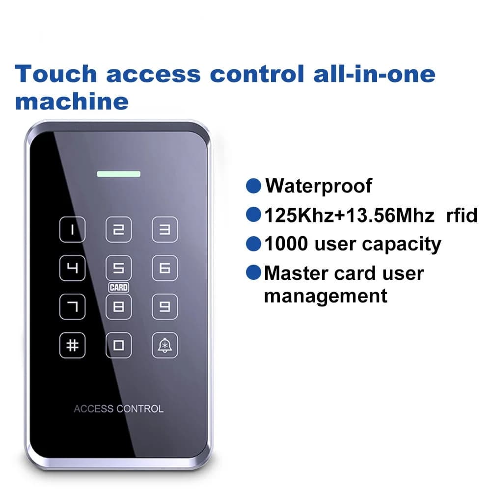 Sistema di controllo accessi professionale - Tastiera RFID NFC da 1000 utenti, touch screen impermeabile con retroilluminazione, lettore di schede dual-band,
