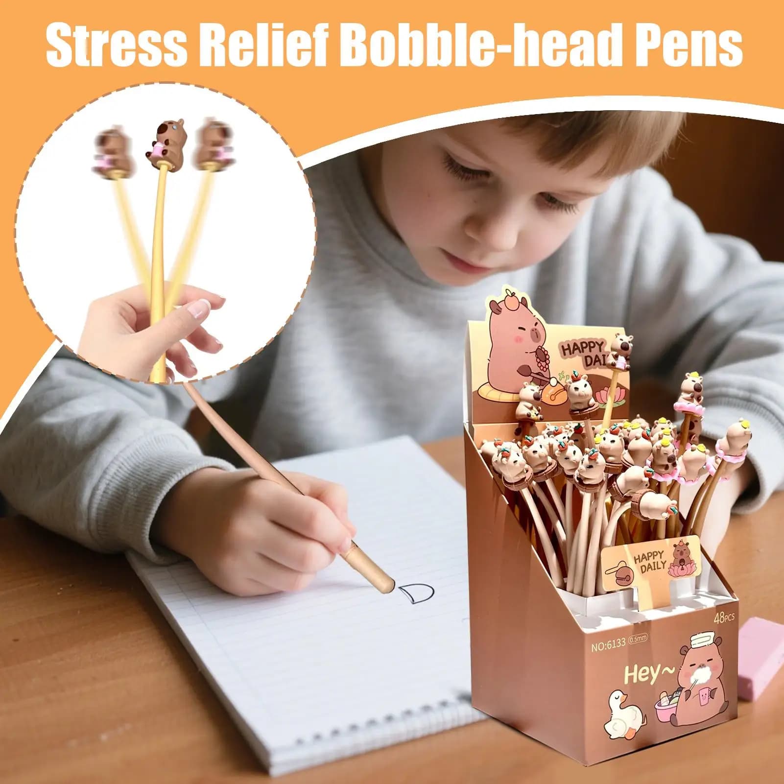 Penne gel lisce Penne antistress capibara da 0,5 mm Forniture di cancelleria scolastica 48 pezzi per premi in classe Festa per studenti per bambini
