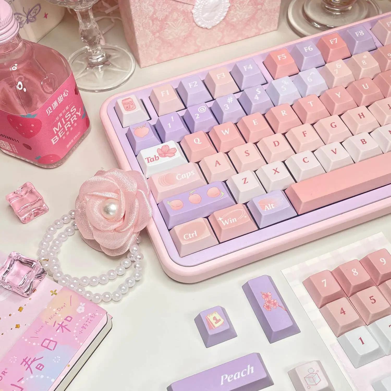 Peach purple keycap mechanical keyboard original factory highly sublimated PBT