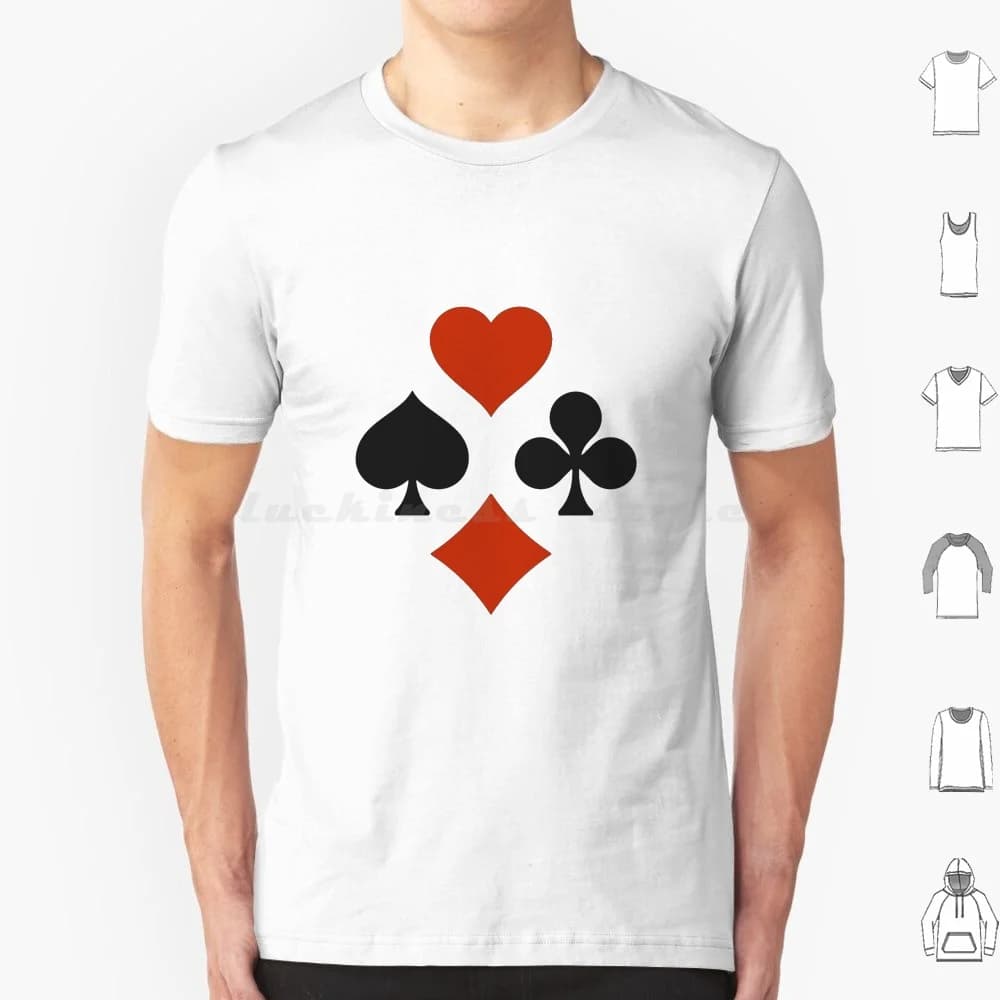 Cuore Spade Clubs Diamond Card T Shirt 6xl Cotone Cool Tee Joker Queen Of Spades Gioco Trifoglio Cuore Modello Cuore Spade Modello