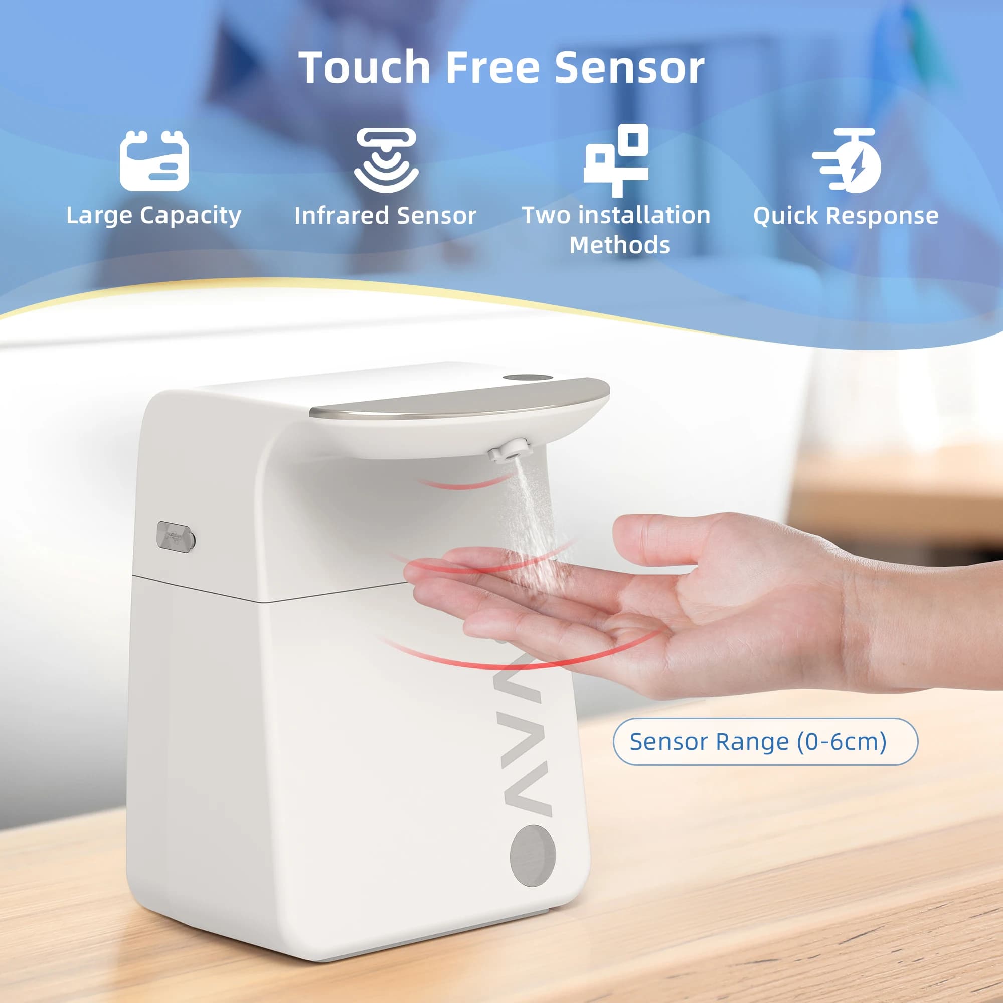 SVAVO Dispenser automatici di sapone Sensore touchless ricaricabile Lavatrice intelligente per mani Pompa disinfettante per mani liquida Schiuma