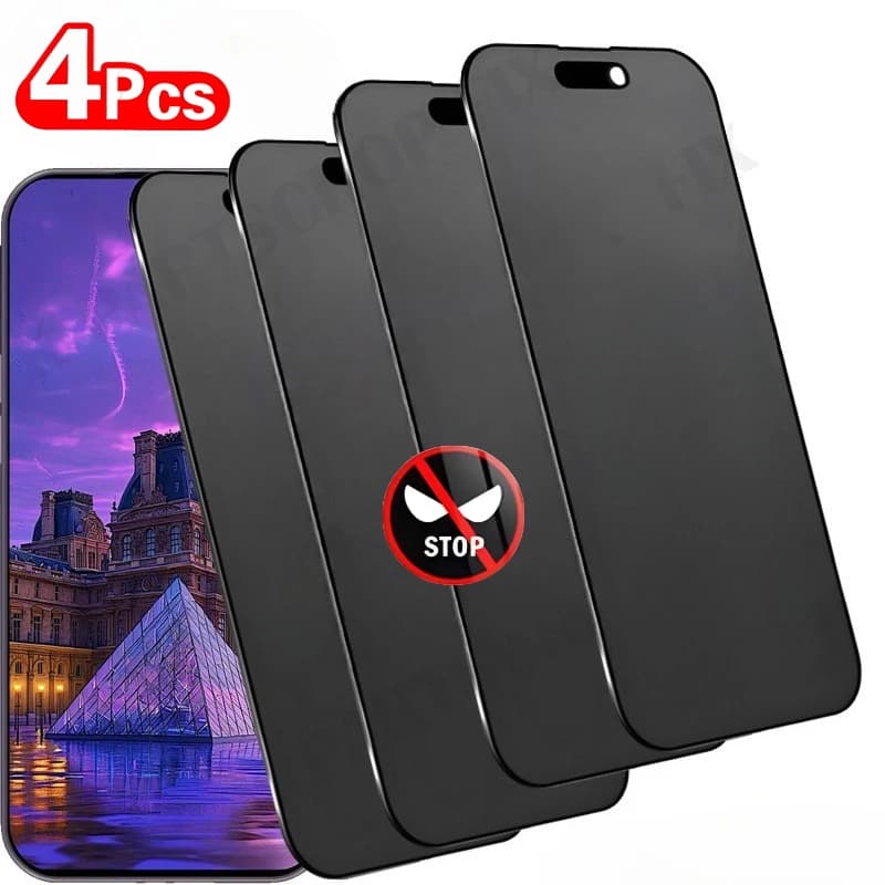 4 pcs anti-spy screen protection for iPhone 17 16 1514 Pro Max 13 12 11 Pro 15 16 Plus 17 Air XR XS 9H hardness tempered glass