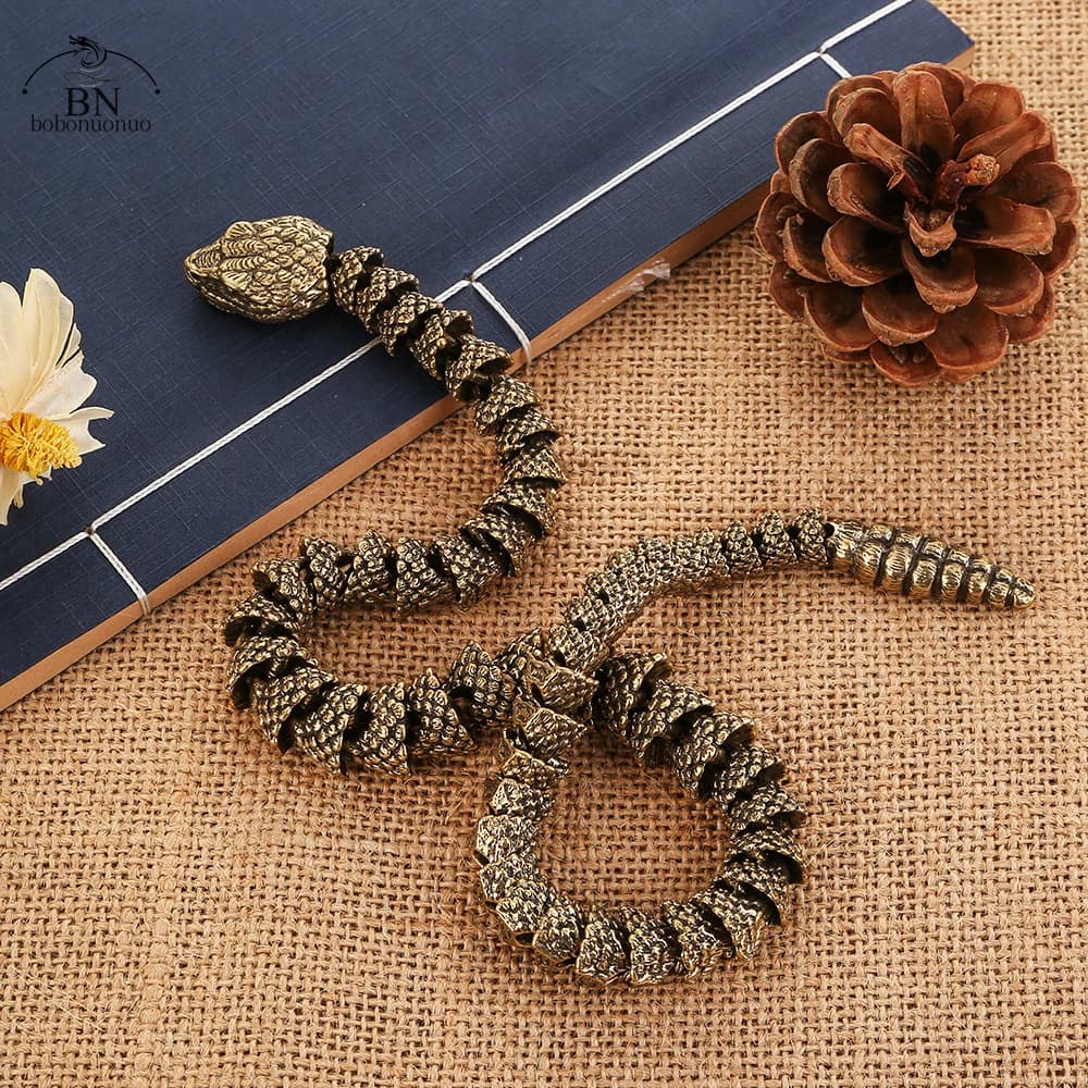 175g bronzo antico Cobra statua ornamento zodiaco serpente grandi figurine rame decorazione Desktop tè animali domestici accessori per la decorazione