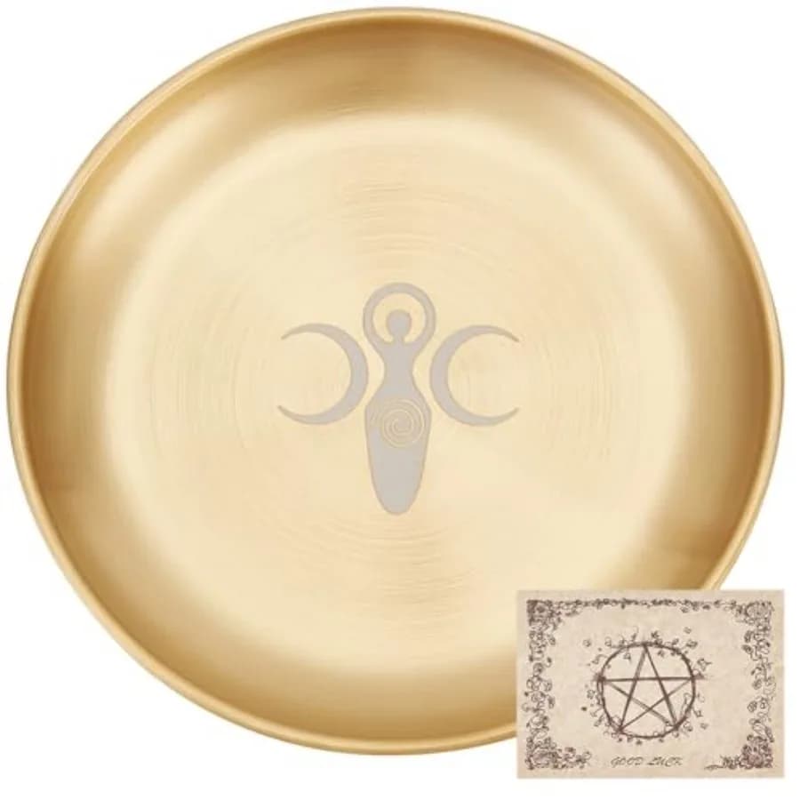 Tarot Theme Altar Plate Ritual Burning Candle Holder Bowls Offering Incense Aromatherapy Tray Ceremony Plate with Altar Card Ho