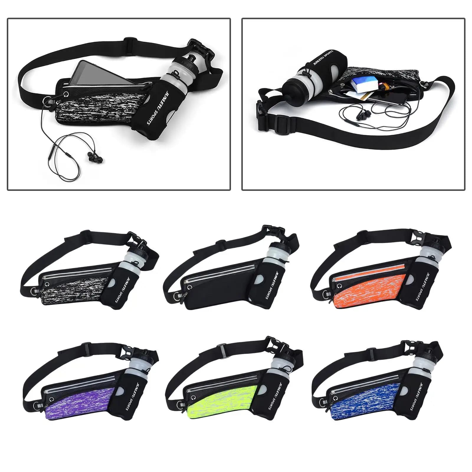 Cintura Multifunzione per Corsa con Foro per Cuffie e Strisce Riflettenti, Ideale per Allenamento, Campeggio e Ciclismo