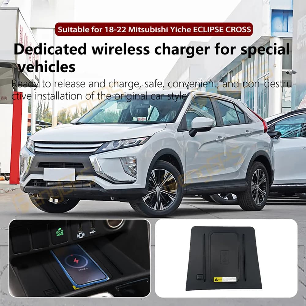 Dedicated car wireless charger 15W Central console Quick wiring panel for phone for Mitsubishi Yiche Eclipse Cross 2018-2022 Interior