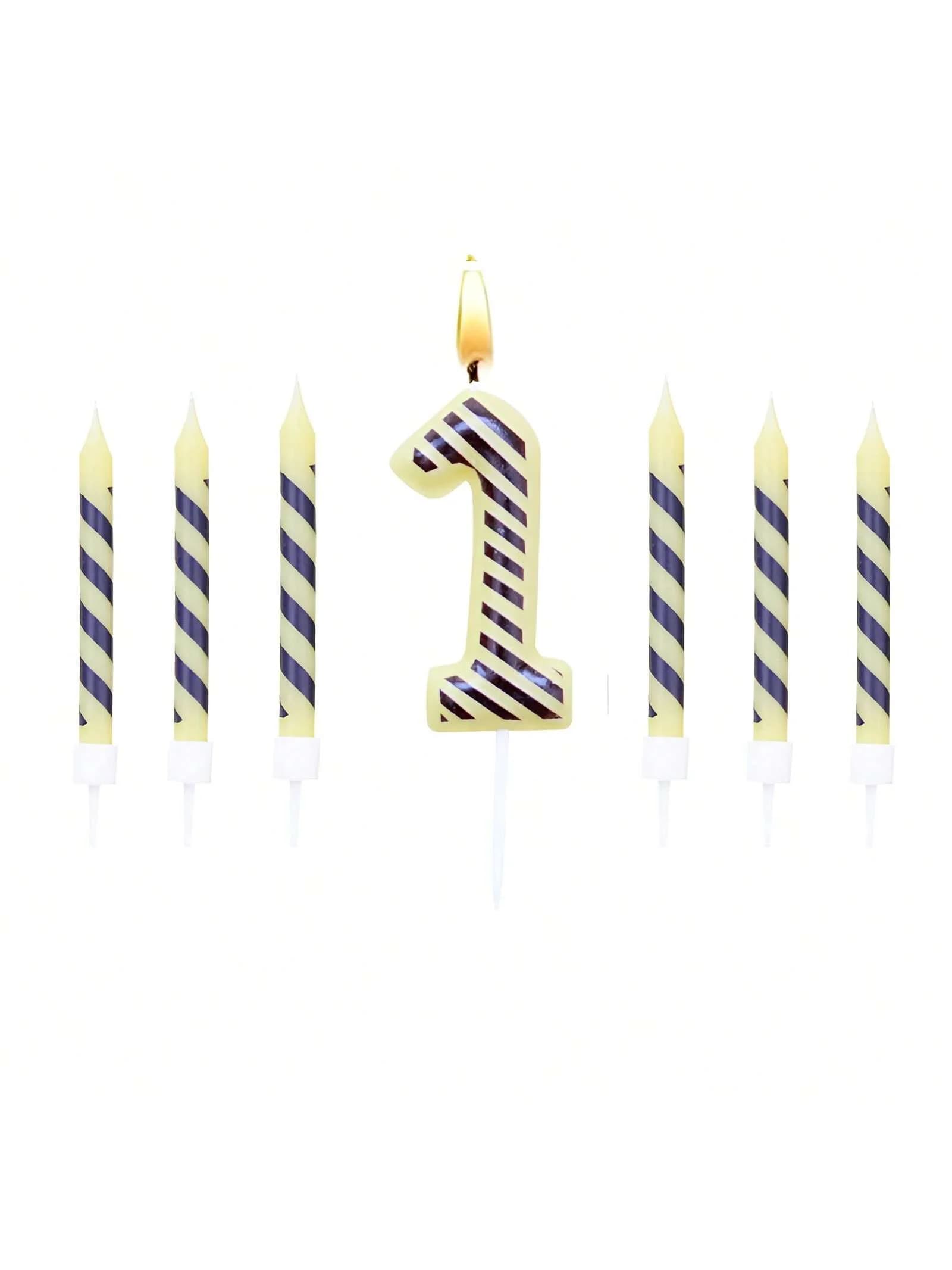 7Pcs Birthday Candles Set,Cake Numeral Candles,Number 0-9 Glitter Cake Topper Decoration for Party,Birthday Party Supplies