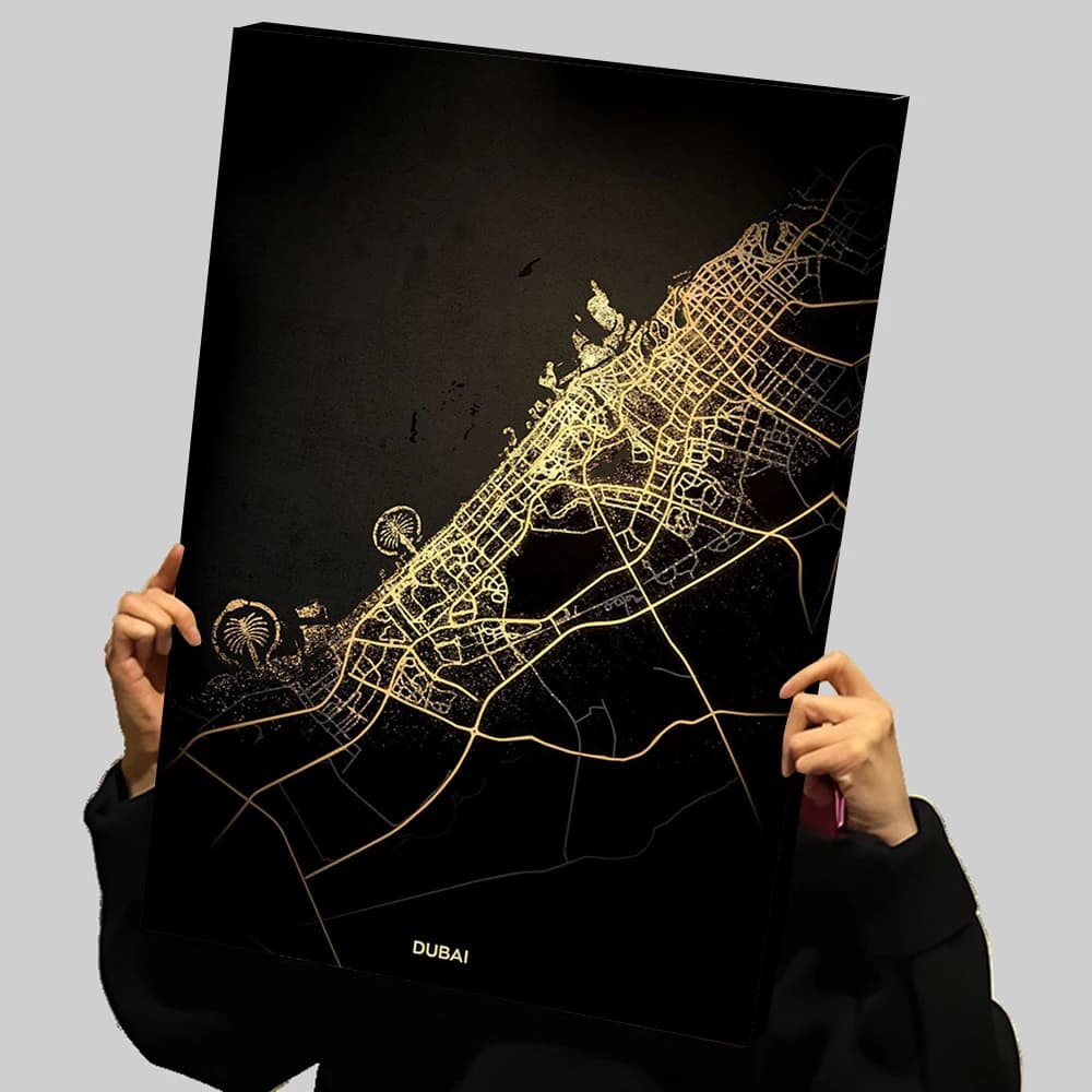 Map of Dubai Prints Poster Custom Canvas Wall Art Wall Decoration Living Room Decoration Home Decoration Decorative Frames