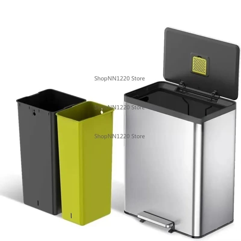 EKO EcoCasa II 36L + 24L Doppia pattumiera Riciclabile Bidone della spazzatura in acciaio inossidabile con coperchio Scomparto deodorante Impermeabile per esterni