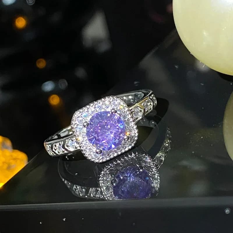 MDLFES Mo!ssan Diamonds Style Nuovo temperamento della moda tormalina viola chiaro anello con zirconi colorati