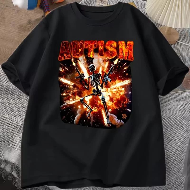 Autistico Divertente Scheletro T Shirt Donna Uomo Autismo Scheletro Bordo Meme T-shirt Casual Manica corta Maglietta Girocollo Vestiti