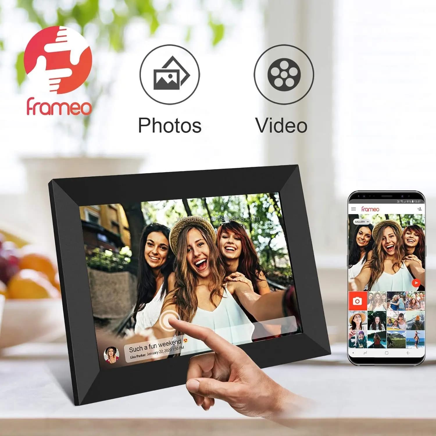 Cornice Digitale Android 15.6 Pollici HD IPS Touch Screen, Regalo di Natale 2025, Display WiFi Cloud, Supporta Video MP4 AVI e Audio MP3