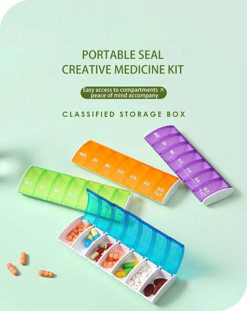 1PC Portable 7 Days Weekly Tablet Tablet Medicines Box Holder Storage Organizer Storage Box