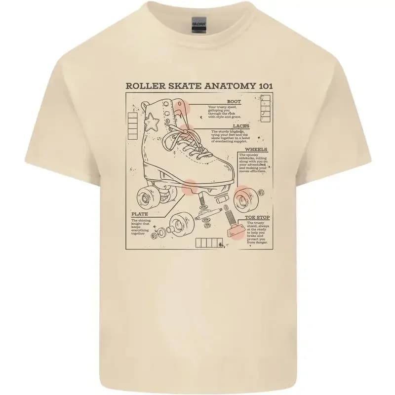 Roller Skating Boot Blueprint Mens Cotton T-Shirt Tee Top