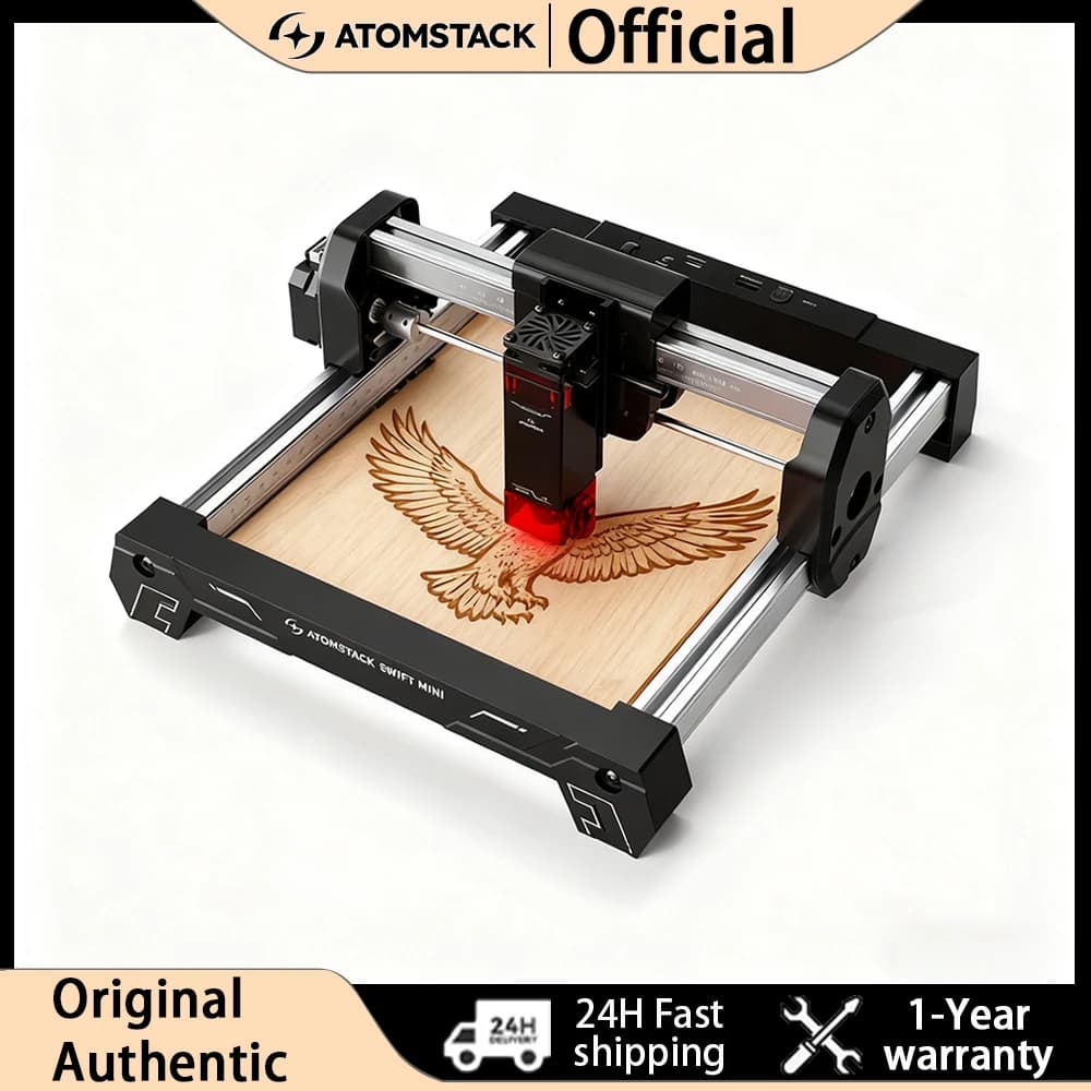 AtomStack Swift Mini Laser Engraver 135x145mm with AI Art Generator for Wood, Leather, Acrylic, Metal and Fai-da- ♪