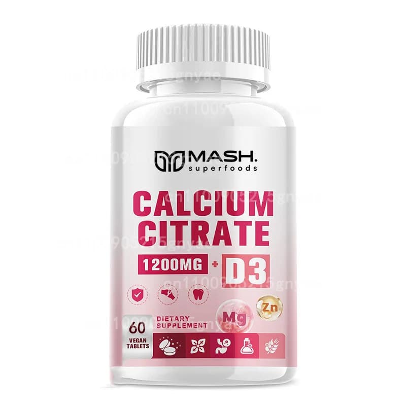 Calcium Citrate and Vitamin D3, magnesium and zinc calcium supplements, 60 gummy candies to support bone and muscle health