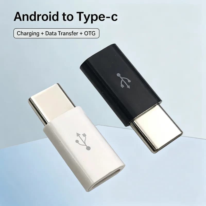 Micro USB Male to Type C Female OTG Adapter Charging Data Transfer Connector Short Long Version Black White，Micro USB 0.3m Cable