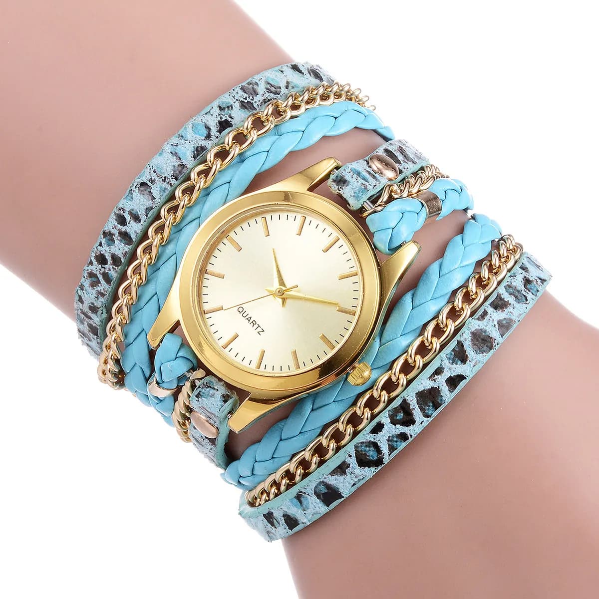 Women Leopard Texture Quartz Watch Gold Tone Case Mineral Glass Scratch Resistant Daily Water Resistant 30M Fashion