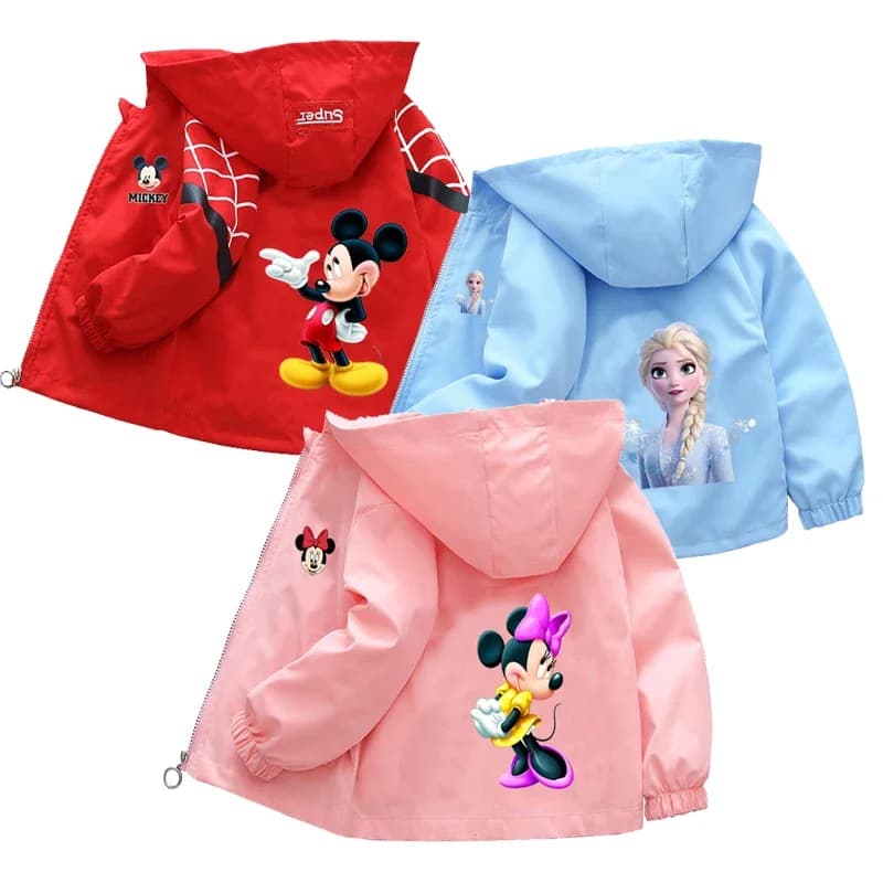 Frozen Spring Girl Elsa Princess Jacket Bambini Bambino con cappuccio Manica lunga Abbigliamento casual Bambini Topolino Minnie Cappotto cosplay
