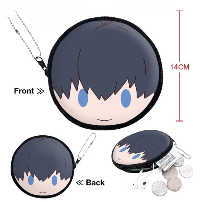 Portafoglio in Pelle PU Anime Blue Lock, Portamonete Circolare, Borsa Portaoggetti Pratica per Studenti, Custodia per Auricolari, Porta Carte