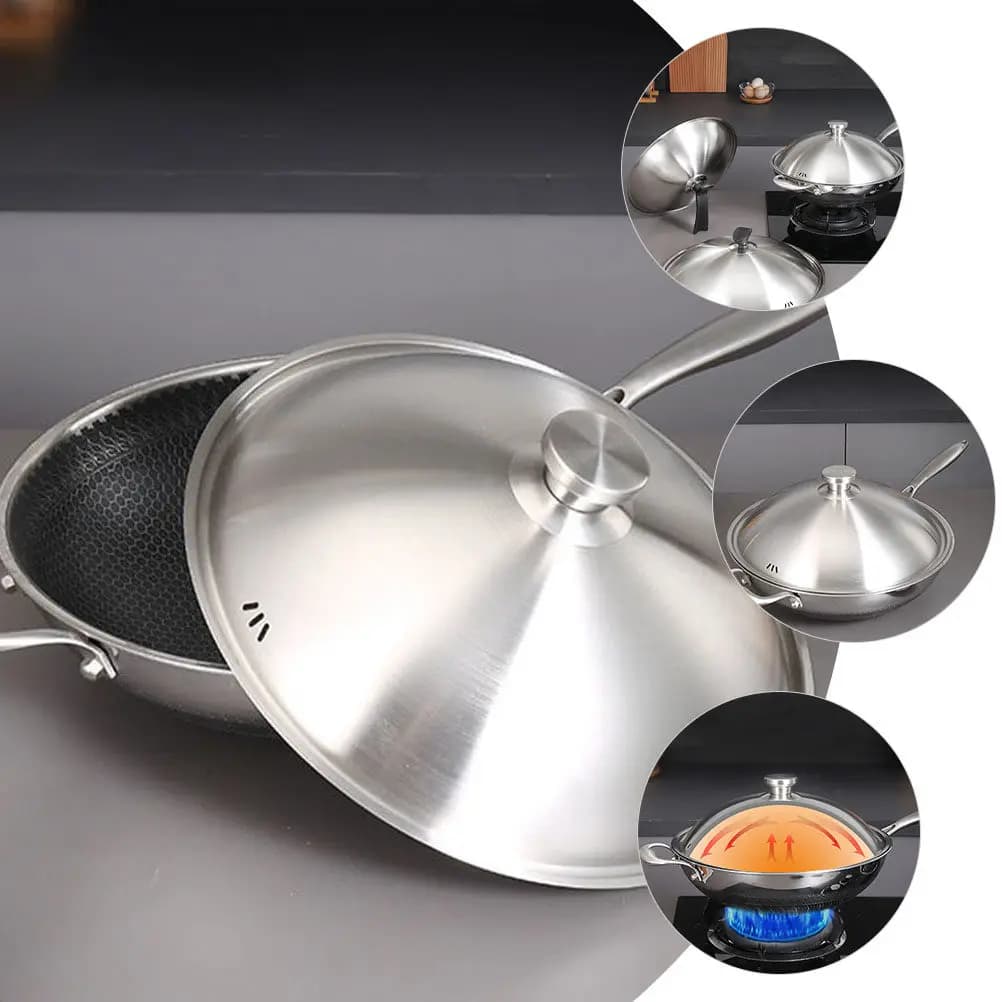 Thick Stainless Steel Universal Pot Lid Sturdy Suitable for Pan Cover Frying Pan Lid Hot Pot Cover