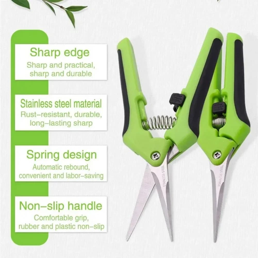 6.5 Inch Gardening Scissors - Spring Loaded Pruners with Stainless Steel Blades for Plants, Fruits, Vegetables Duty Craft Too