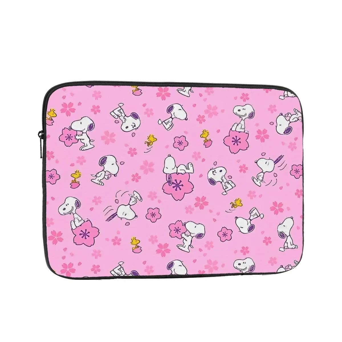 Custodia Protettiva per Laptop/Tablet 12-17 Pollici, Design Cartoon, Rosa, Antiurto, con Snoopys e Woodstock