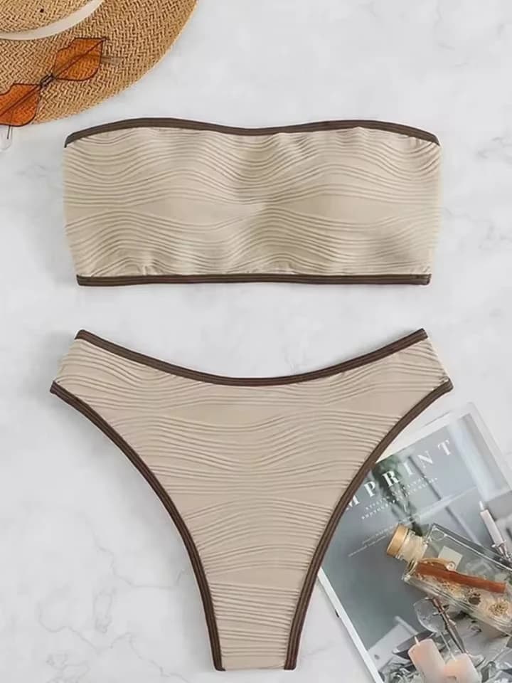 2025 New Summer Swimwear Bikinis Set Sexy Strapless Backless Bikini 2 Piece Set Women Split Swimsuit High Waist Beach Bikini