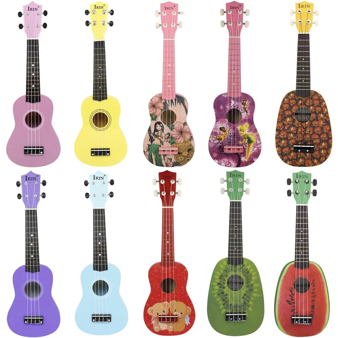 IRIN 21 pollici Ukulele Chitarra hawaiana Cartoon Frutta Ukulele Principiante Mini Chitarra Strumenti musicali a corda Regalo per bambini