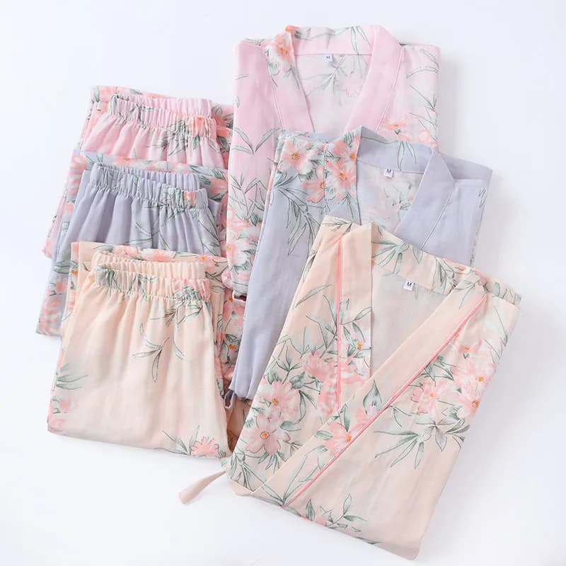 Spring Summer Women Sweet Cute Pajama Sets Female 100% Cotton Sleepwear Suit Women Long Sleeve Two Piece Set Print Home Cloth