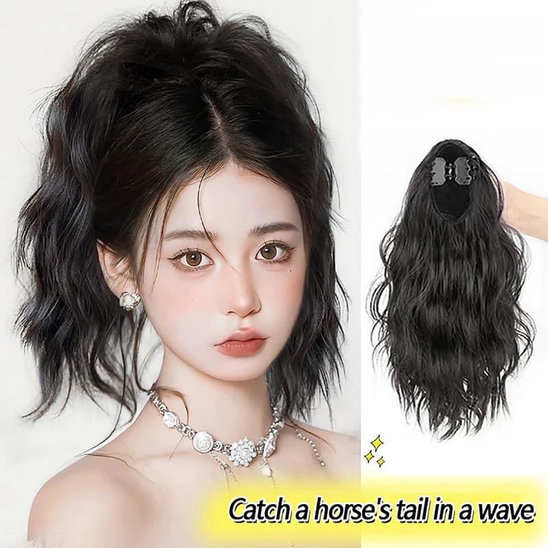 Clip artiglio sintetico coda di cavallo estensioni dei capelli coda corta riccia naturale capelli falsi per le donne coda di cavallo capelli neri