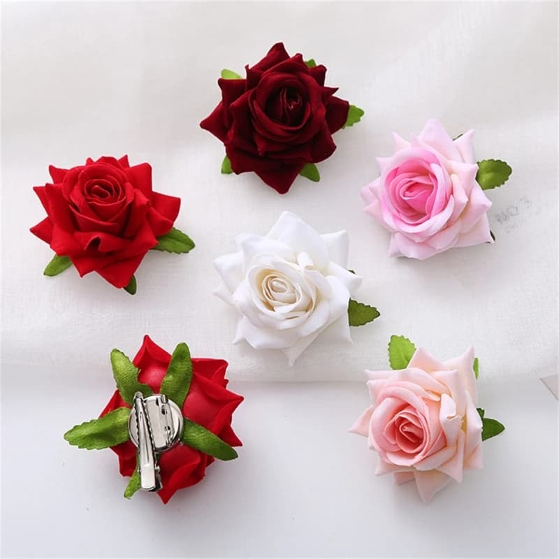 Flower Barrettes Rose Hair Clip Flower spilla Pin Flower Hair Clip donna sposa spilla Pin Flower Hairpin Rose spilla Pin