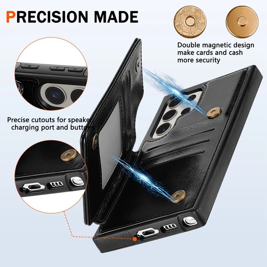 Custodia a Portafoglio in Pelle con Blocco RFID e Protezione Antifurto Magnetica per Samsung Galaxy S26 Ultra S26 Plus S26