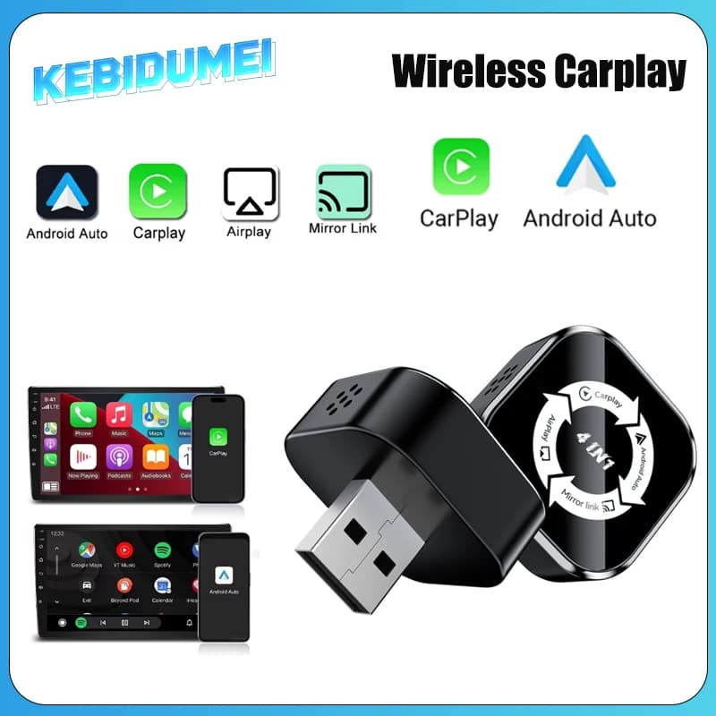 2026 Wireless Carplay Adapter MiNi Bluetooth 4 in 1 USB Plug and Play Airplay Mirror Link WiFi Bluetooth for iPhone Android