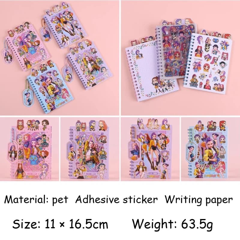 Nuovi adesivi 3-in-1 per quaderni a spirale con ragazze K-pop e anime, materiale fai-da-te per diari, decorazioni per custodie del telefono, articoli di cancelleria, regalo per i fan