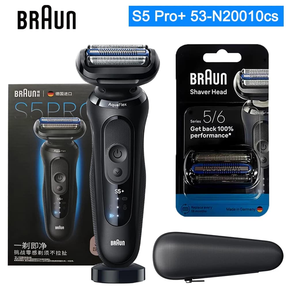 Rasoio Elettrico Braun Serie S5 Pro+ con Lame Oscillanti, Impermeabile IPX7, Regolabarba per Uso a Secco e Bagnato