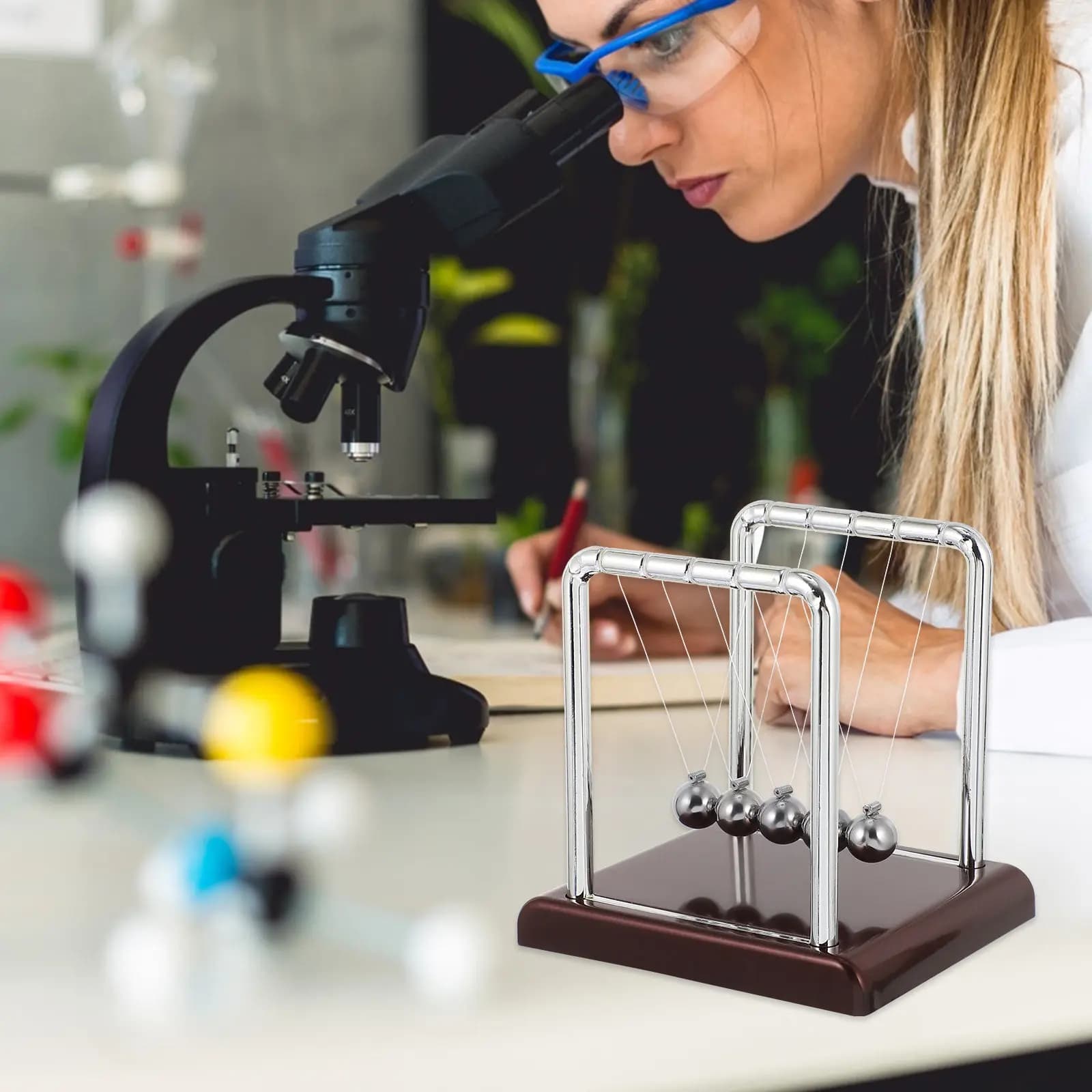 Sfere a Pendolo in Plastica e Metallo, Attrezzatura Didattica per la Fisica, Decorazione da Scrivania, Conservazione dell'Energia, Decompressione, Scientifico