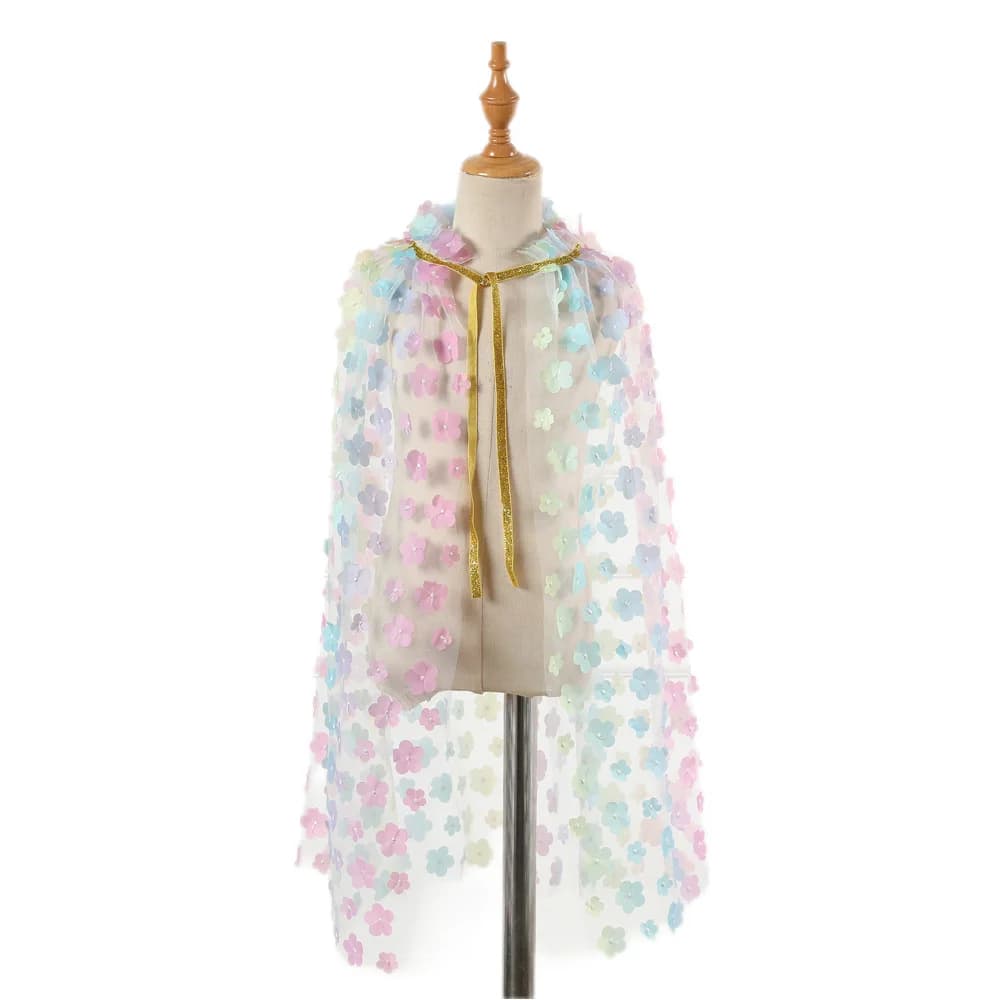 New colorfu Flower Girls mantello fata pizzo ricamato mantello maglia per bambini Princess Cape scialle festa di compleanno vestiti per bambini
