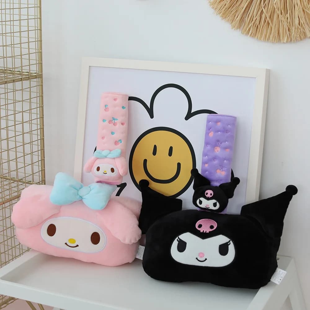 Cuscino per Poggiatesta Auto Kawaii Kuromi, Copri Cintura di Sicurezza Stile Giapponese, Decorazione Auto in Peluche My Melody Sanrio, Regalo