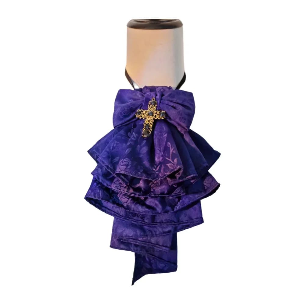 Handmade Dark blue European-style vintage bow tie-style headband with shiny multi-layered chiffon scarf as an accessory for cosp