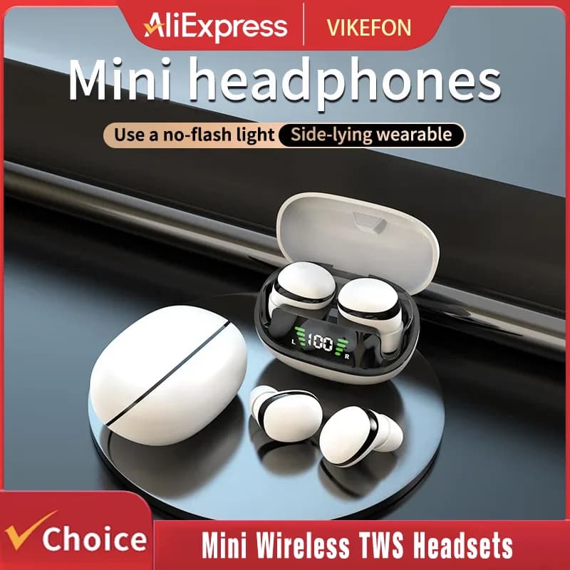 Mini Wireless TWS Bluetooth 5.3 Invisible with Microphone, HiFi Headphones for Music, Universal Mobile Phones