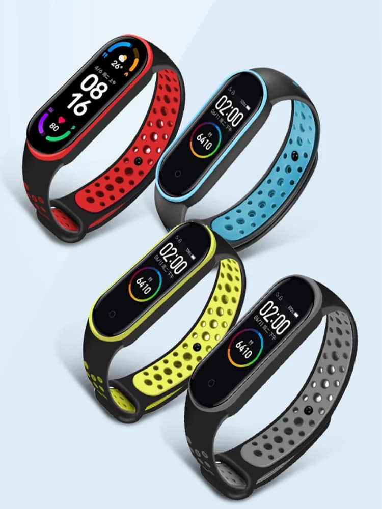 Sport bracelet for Xiaomi Mi Band 7 NFC smartwatch Correa miband7 Silicone wristband with air hole on the Mi band 6 5 4 3 7 8