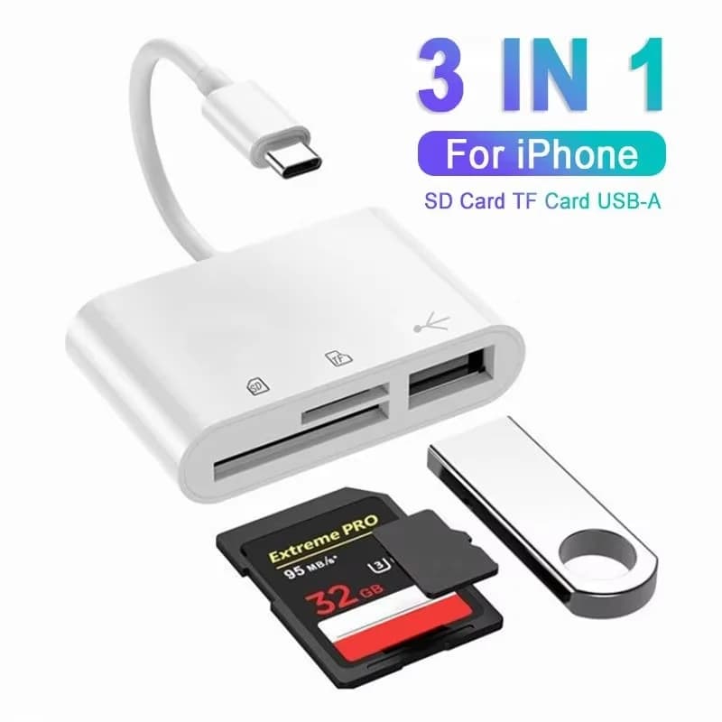 3 In 1 Type C to USB A Adapter TF Micro SD USB 2.0 Card Reader USB-C Memory Card Adapter For Macbook Huawei Tablet Laptop Phone