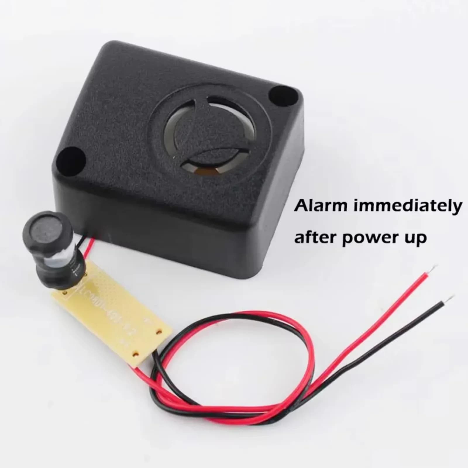 Mini sirena di allarme piezoelettrica nera 12V DC 110dB Casseforti assicurativi Allarme antifurto Cicalino ad alto decibel per auto + Fibbia batteria 9V