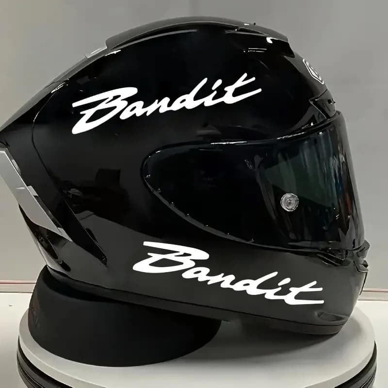 Set di 2 Adesivi Bandit Script in Nero/Bianco/Rosso, Decalcomanie in Vinile Impermeabili per Auto, Moto e Caschi