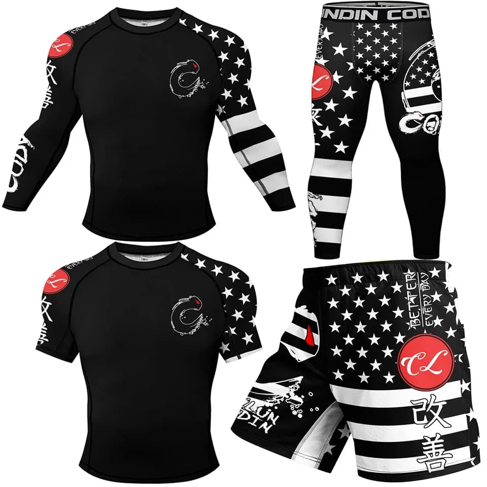 New Men Compression Sports Clothing MMA T-shirts Clothing Boxing Jogging Set Race Rashguard Jumpsuit for men
