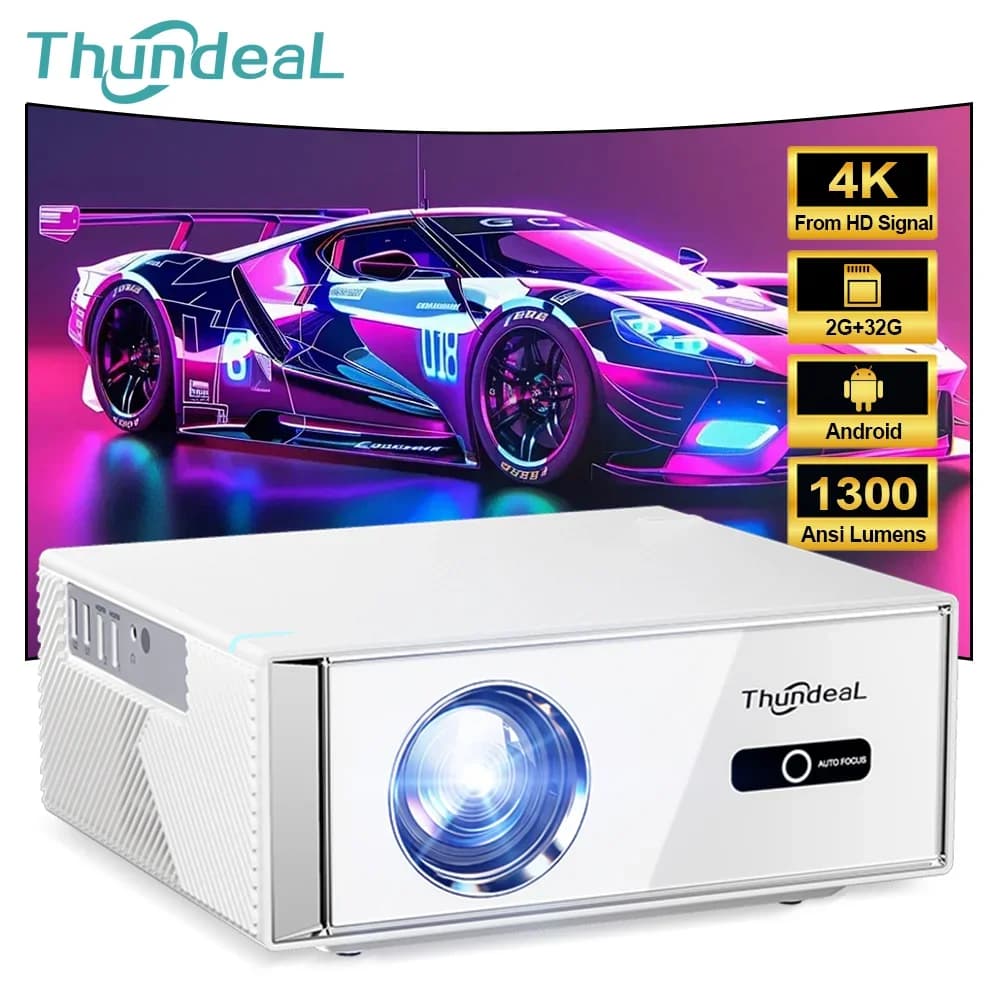 Proiettore Portatile ThundeaL TD95W FHD Full HD 1080P 4K 1300 Ansi WiFi Android Mini Proiettore TD95 per Video e Home Theater