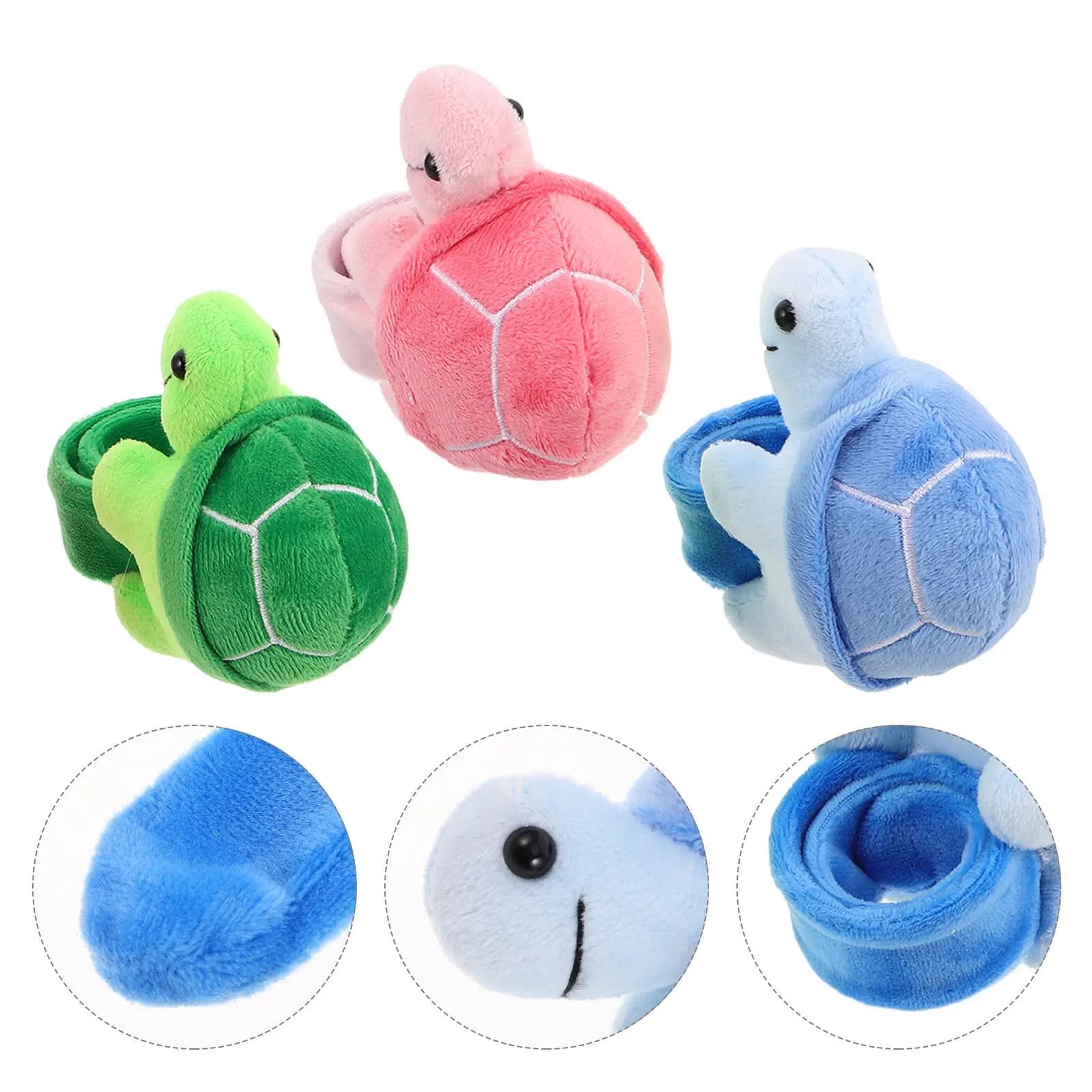 Set di 3 Braccialetti a Tema Tartaruga, Bracciali Imbottiti per Bambini, Facili da Indossare, Comodi, Stile a Scatto, Gadget per Feste per Ragazze e Ragazzi